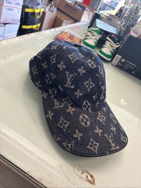 Unisex Adult LV Monogram Jacquard Denim Baseball Cap Blue Size OSFM Pre Owned